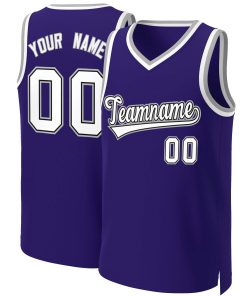 Custom Purple White-Black Classic Tops Basketball Jersey