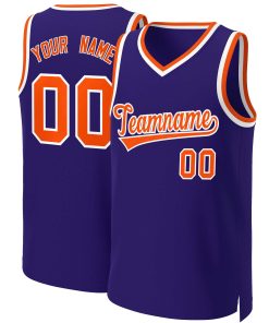 Custom Purple Orange-White Classic Tops Basketball Jersey