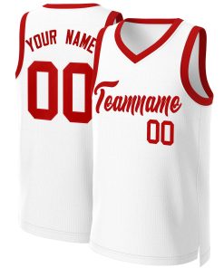 Custom White Red Classic Tops Basketball Jersey