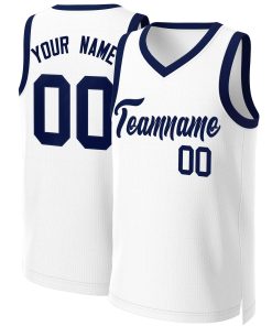 Custom White Navy Blue Classic Tops Basketball Jersey
