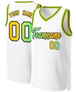 Custom White Green-Black Classic Gradient Fashion Tops Basketball Jersey