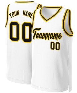 Custom White Black-Yellow Classic Tops Basketball Jersey