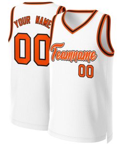 Custom White Orange-White Classic Tops Basketball Jersey