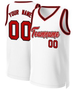 Custom White Red-White Classic Tops Basketball Jersey