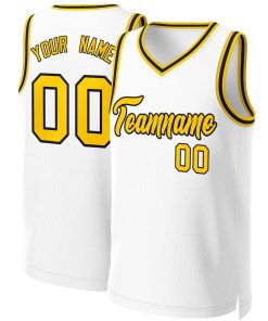 Custom White Yellow-Black Classic Tops Basketball Jersey