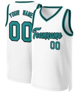 Custom White Teal-Black Classic Tops Basketball Jersey