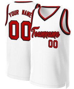 Custom White Red-Black Classic Tops Basketball Jersey