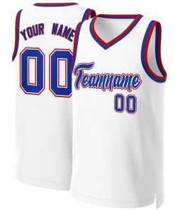 Custom White Royal-White Classic Tops Basketball Jersey