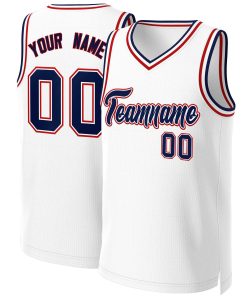 Custom White Navy-White Classic Tops Basketball Jersey