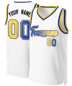 Custom White Royal-White Classic Gradient Fashion Tops Basketball Jersey