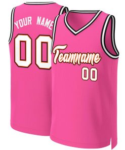 Custom Pink White-Orange Classic Tops Basketball Jersey