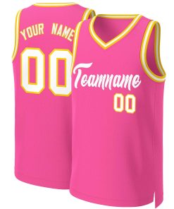 Custom Pink White Classic Tops Basketball Jersey