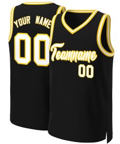 Custom Black White-Yellow Classic Tops Basketball Jersey