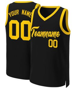 Custom Black Yellow Classic Tops Basketball Jersey
