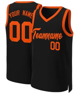 Custom Black Orange Classic Tops Basketball Jersey