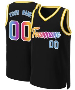 Custom Black Yellow-White Classic Gradient Fashion Tops Basketball Jersey