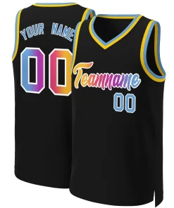 Custom Black Yellow-White Classic Gradient Fashion Tops Basketball Jersey
