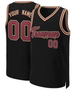 Custom Black Maroon-Black Classic Tops Basketball Jersey