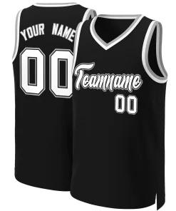 Custom Black White-Black Classic Tops Basketball Jersey