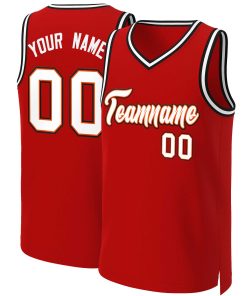 Custom Red White-Orange Classic Tops Basketball Jersey