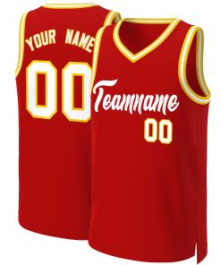 Custom Red White Classic Tops Basketball Jersey