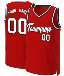 Custom Red White-Black Classic Tops Basketball Jersey