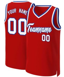 Custom Red White-Royal Classic Tops Basketball Jersey