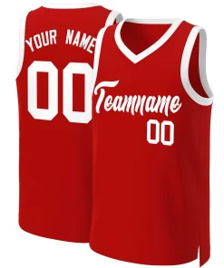 Custom Red White Classic Tops Basketball Jersey
