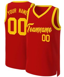 Custom Red Yellow Classic Tops Basketball Jersey