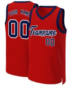 Custom Red Navy-White Classic Tops Basketball Jersey