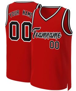 Custom Red Black-White Classic Tops Basketball Jersey