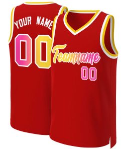 Custom Red Yellow-White Classic Gradient Fashion Tops Basketball Jersey