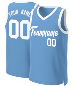 Custom Light Blue White Classic Tops Basketball Jersey