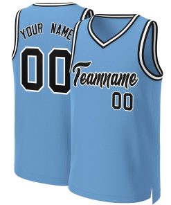 Custom Light Blue Black-White Classic Tops Basketball Jersey