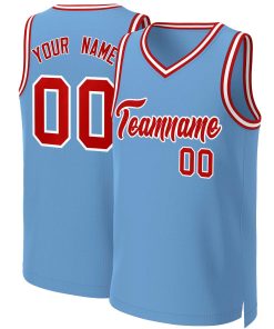 Custom Light Blue Red-White Classic Tops Basketball Jersey