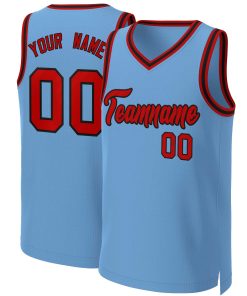 Custom Light Blue Red-Black Classic Tops Basketball Jersey