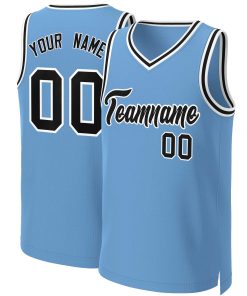 Custom Light Blue Black-White Classic Tops Basketball Jersey