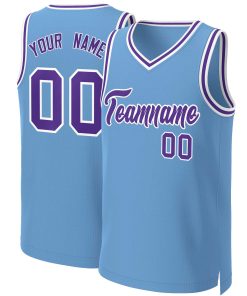 Custom Light Blue Purple-White Classic Tops Basketball Jersey