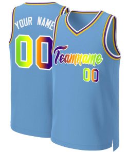 Custom Light Blue Purple-White Classic Gradient Fashion Tops Basketball Jersey