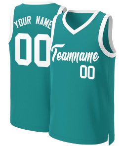 Custom Teal White Classic Tops Basketball Jersey