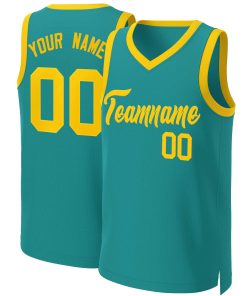 Custom Teal Yellow Classic Tops Basketball Jersey