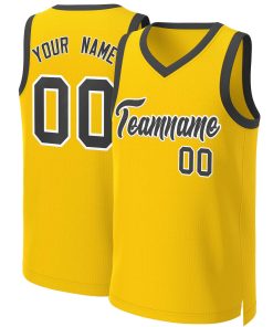 Custom Yellow Black-White Classic Tops Basketball Jersey