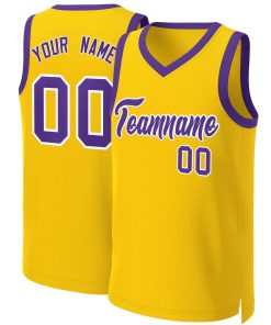 Custom Yellow Purple-White Classic Tops Basketball Jersey