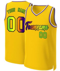 Custom Yellow Purple-Black Classic Gradient Fashion Tops Basketball Jersey