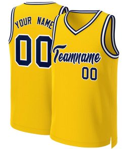 Custom Yellow Navy-White Classic Tops Basketball Jersey