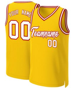 Custom Yellow White-Red Classic Tops Basketball Jersey
