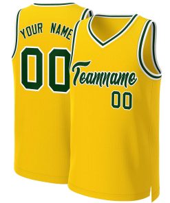 Custom Yellow Green-White Classic Tops Basketball Jersey