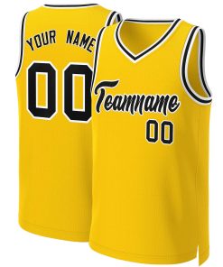 Custom Yellow Black-White Classic Tops Basketball Jersey