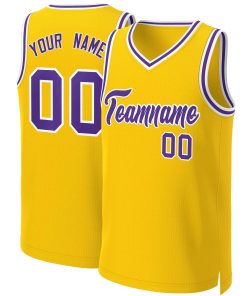 Custom Yellow Purple-White Classic Tops Basketball Jersey