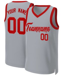 Custom Gray Red Classic Tops Basketball Jersey